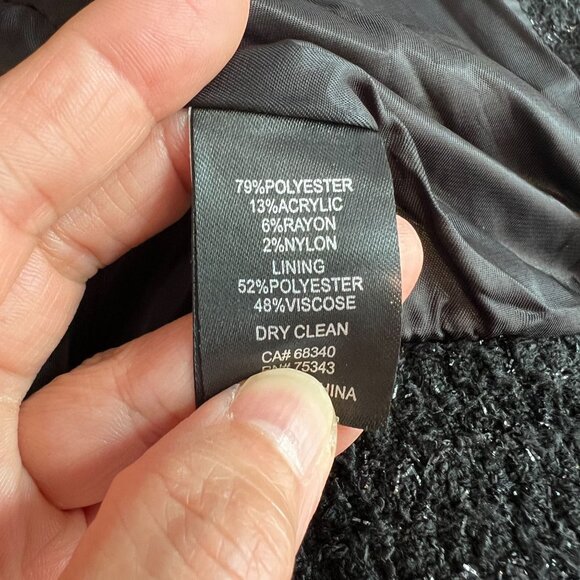 Joie Womens Glitters Full Zip Bomber Boucle Knit Jacket MEDIUM Black - Picture 10 of 12